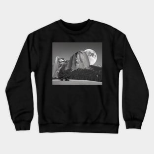 Moon and Half Dome - Reimagined Black and White Landscape Crewneck Sweatshirt